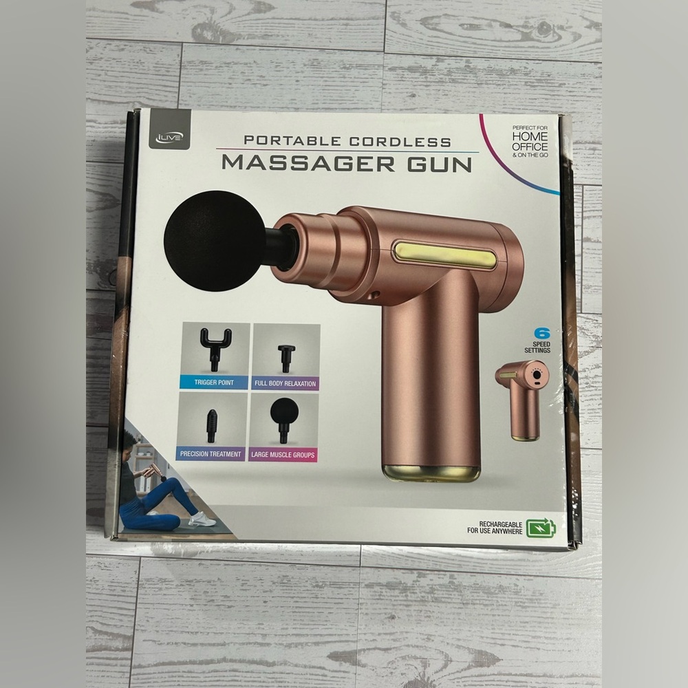 Portable Cordless Massager Gun - Rose Gold